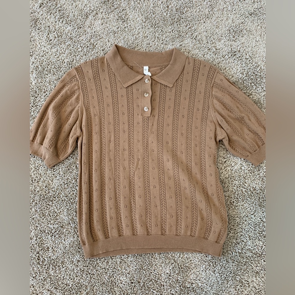 Wishlist Tan Knit Button Up